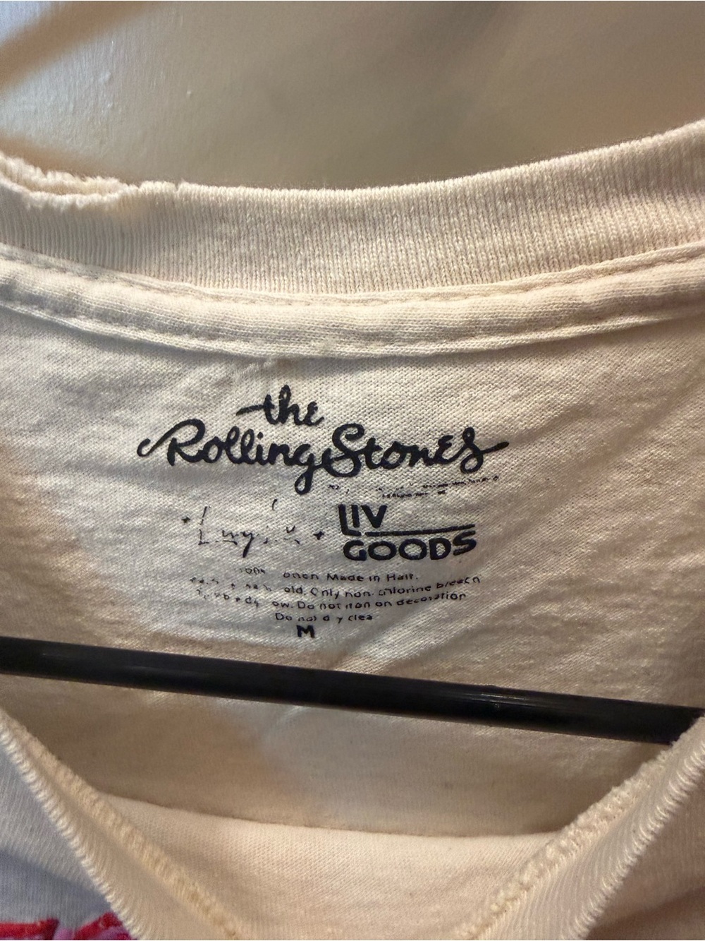 The Rolling Stones Cream Tee with Pink Appliqué/3D Logo - Medium - Picture 3 of 4